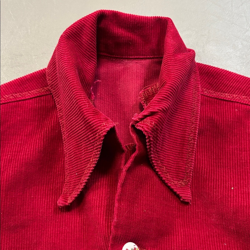 Handmade Wine Red Corduroy Airplane Detail Button-Up Shirt Size 4T - Picture 2 of 6